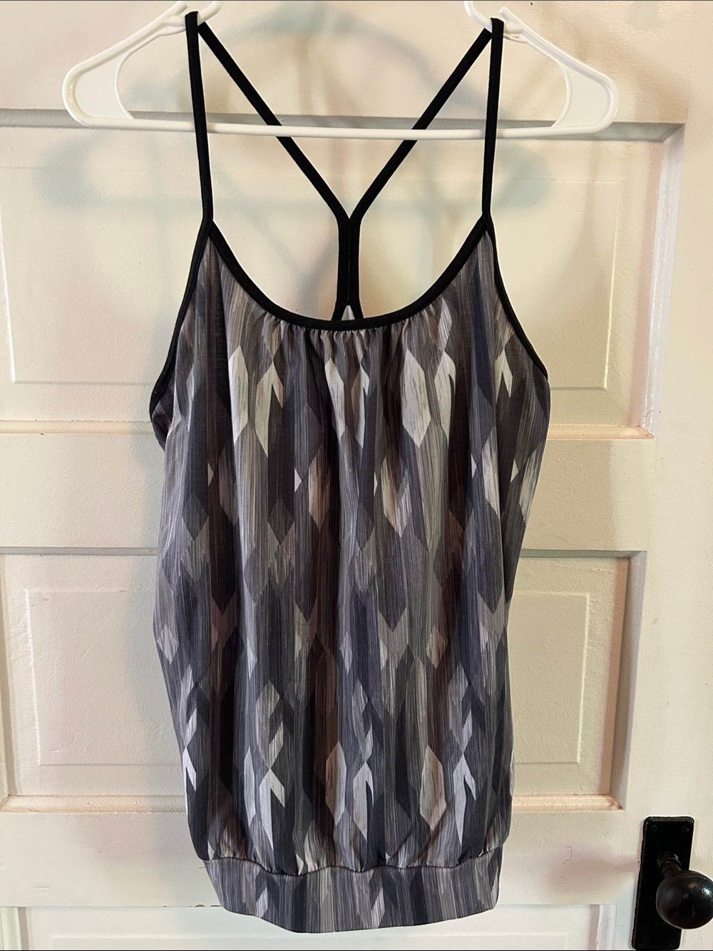 Prana Gray Geometric Strappy Tank Top Sz L